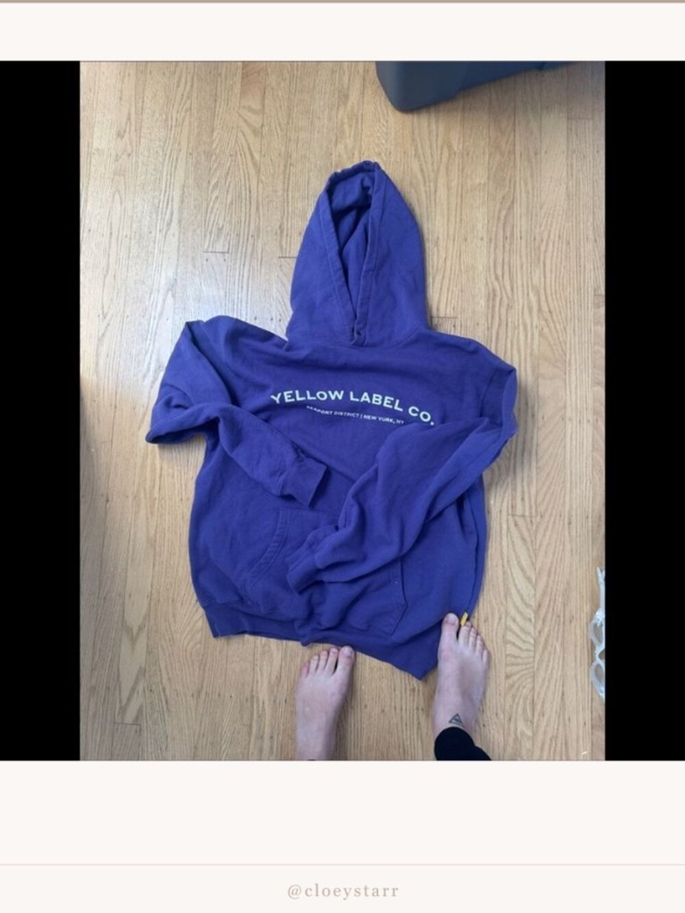 Yellow Label Violet Purple Crewneck Hoodie Size M | Kangaroo Pocket |